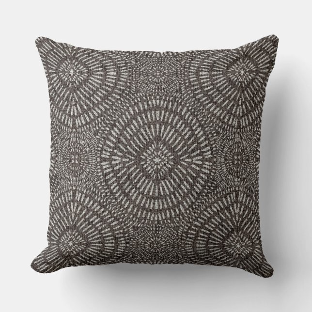 Bohemian taupe pattern throw pillow (Front)
