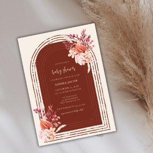 Bohemian Terracotta Floral Arch Baby Shower Invitation