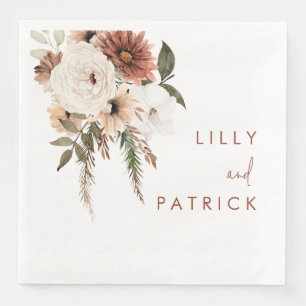 Bohemian Terracotta Florals Wedding Reception Napkin
