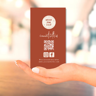Bohemian Terracotta Logo Connect With Us Qr Code Business Card