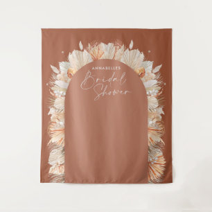 Bohemian terracotta pampas grass bridal shower tapestry