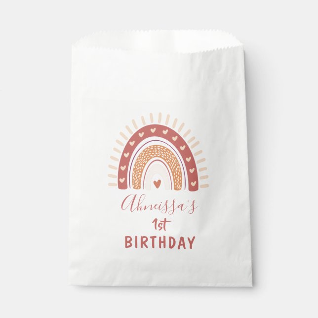 Bohemian Terracotta Rainbow Birthday Favour Bag (Front)