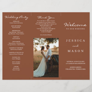 Bohemian Terracotta Trifold Wedding Program