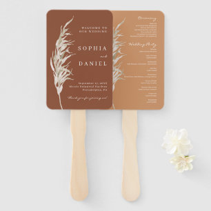 Bohemian Terracotta Wedding Program Fan