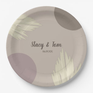 Bohemian Thank You Pampas Shapes Natural Paper Plate