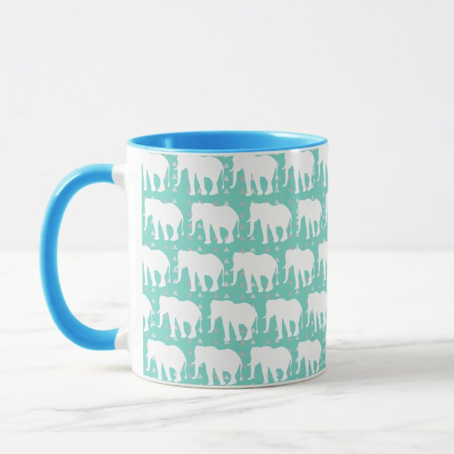 Bohemian Trendy White Elephants Mug (Left)