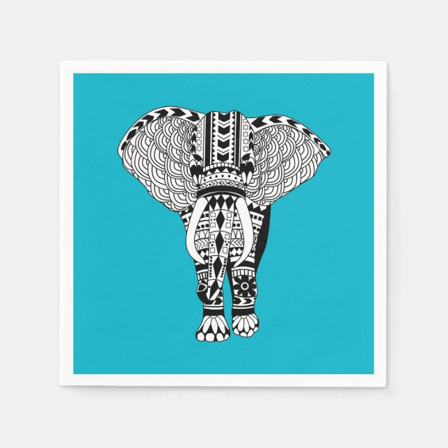 Bohemian Tribal Elephant Napkin (Front)