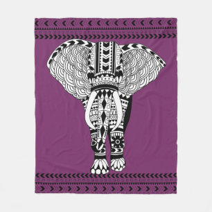 Bohemian Tribal Geo Elephant Fleece Blanket
