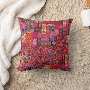 Bohemian Tribal Indian Texture  Throw Pillow