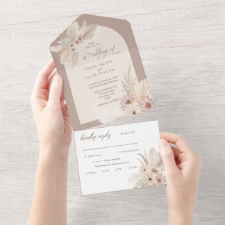 Bohemian Tropical Floral wedding All In One Invita All In One Invitation