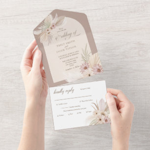 Bohemian Tropical Floral wedding All In One Invita Invitation