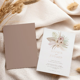 Bohemian Tropical floral Wedding Foil Invitation