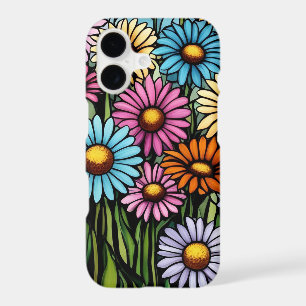 Bohemian Vibrant Daisies - Stained Glass Look