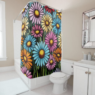 Bohemian Vibrant Daisies - Stained Glass Look