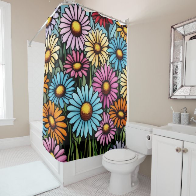 Bohemian Vibrant Daisies - Stained Glass Look (In Situ)