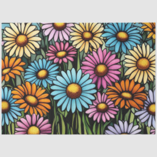 Bohemian Vibrant Daisies - Stained Glass Look Tissue Paper