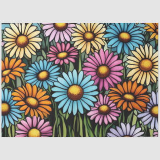Bohemian Vibrant Daisies - Stained Glass Look Tissue Paper