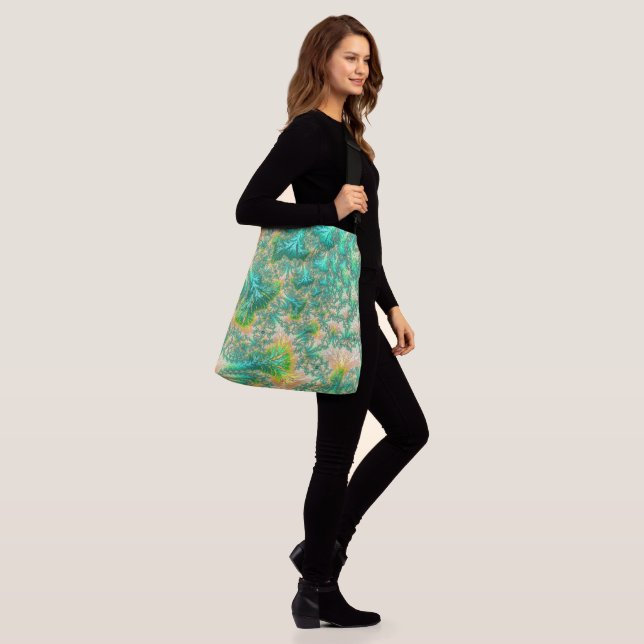 Bohemian Vibrant Trippy Fractal Abstract Spiral  Crossbody Bag (On Model)