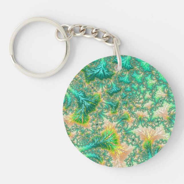 Bohemian Vibrant Trippy Fractal Abstract Spiral  Keychain (Front)
