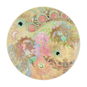 Bohemian vintage art unique hippie pastel whimsica cutting board