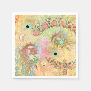 Bohemian vintage art unique hippie pastel whimsica napkin