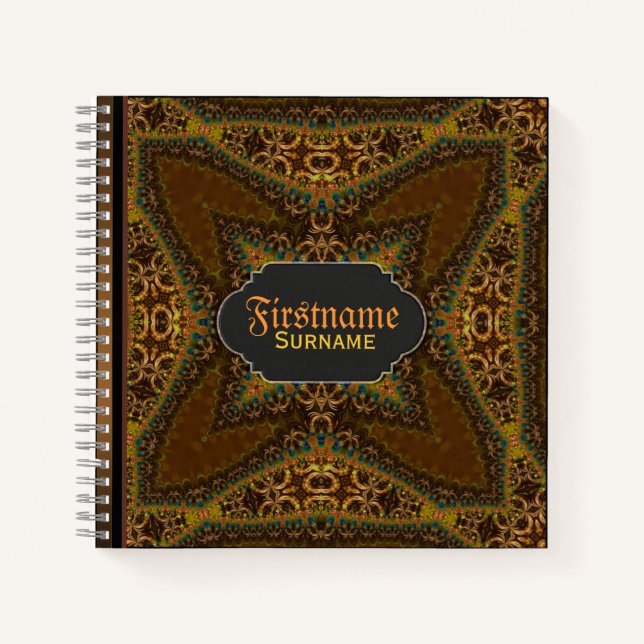 Bohemian Vintage Custom Name Guestbook Notebook (Front)