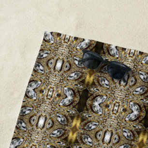 bohemian vintage fashion silver black and gold  beach towel