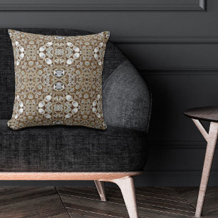 bohemian vintage fashion silver black and gold  throw pillow