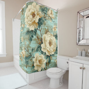 Bohemian Vintage Floral style shower curtain