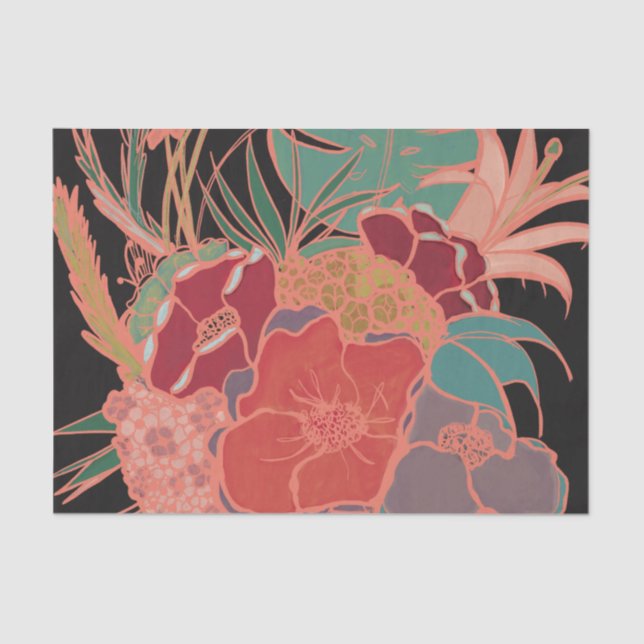 Bohemian Vintage Party Floral Tissue Paper (Front)