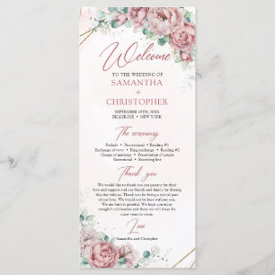 Bohemian vintage roses peonies eucalyptus gold  program