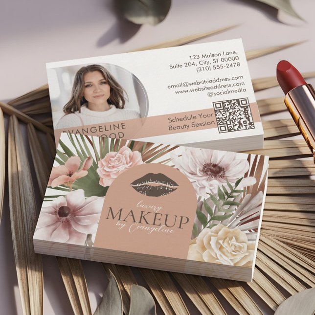 Bohemian Watercolor Boho Floral Beauty Makeup Spa Business Card (Bohemian Watercolor Boho Floral Eyelash Extensions Business Card1)
