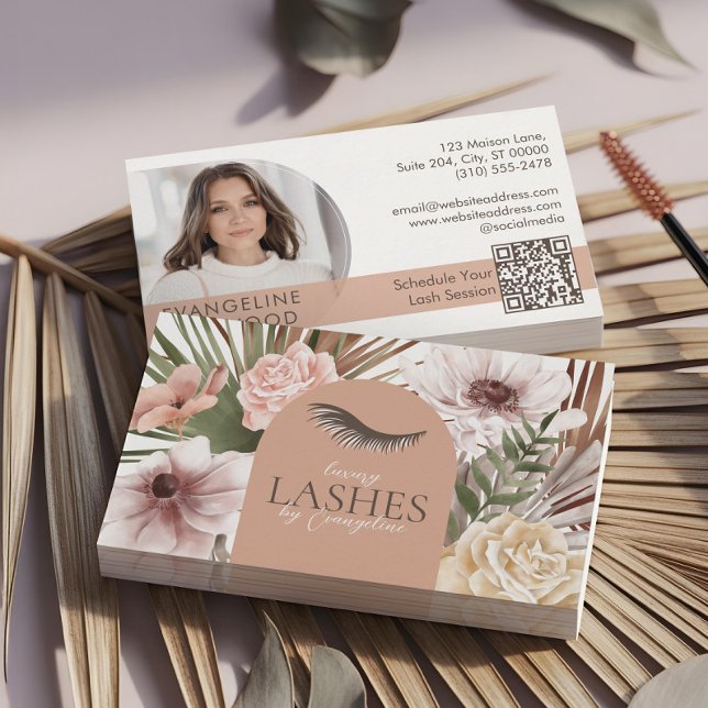 Bohemian Watercolor Boho Floral Eyelash Extensions Business Card (Bohemian Watercolor Boho Floral Eyelash Extensions Business Card)