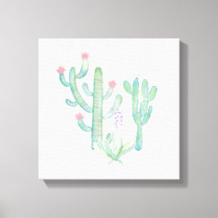 Bohemian Watercolor Cactus Canvas Print
