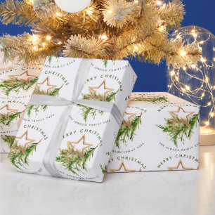 Bohemian Watercolor Christmas Composition Holiday Wrapping Paper