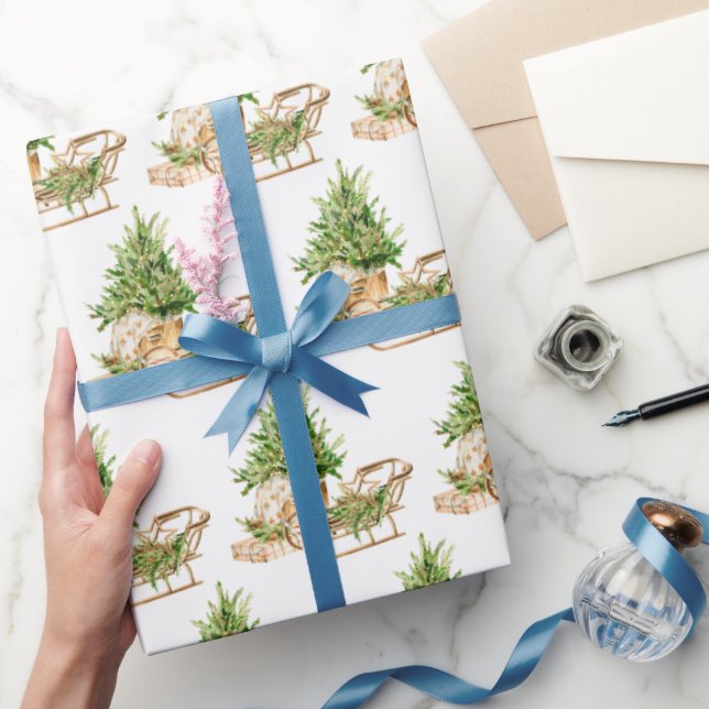 Bohemian Watercolor Christmas Composition Holiday Wrapping Paper (Gifting)