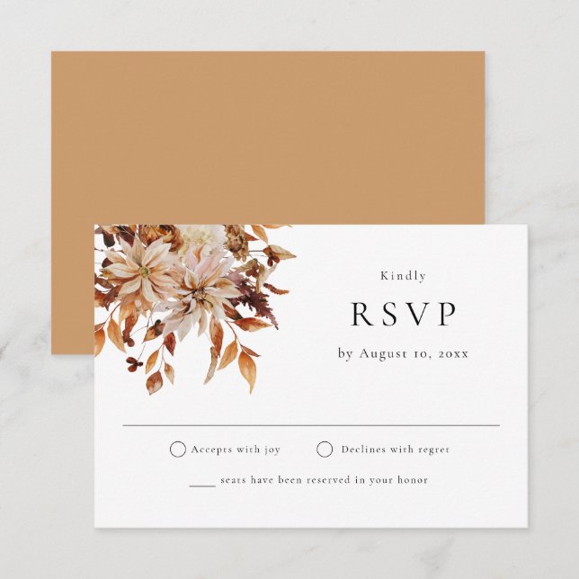 Bohemian Watercolor Fall Floral RSVP Postcard (Front/Back)