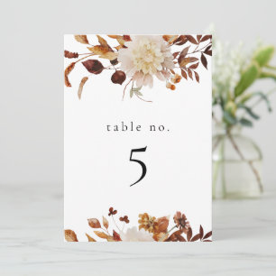 Bohemian Watercolor Fall Floral Table Number Sign