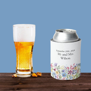 Bohemian Watercolor Garden Flowers Can Cooler
