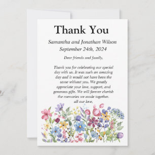 Bohemian Watercolor Garden Flowers Photo Thank You Invitation