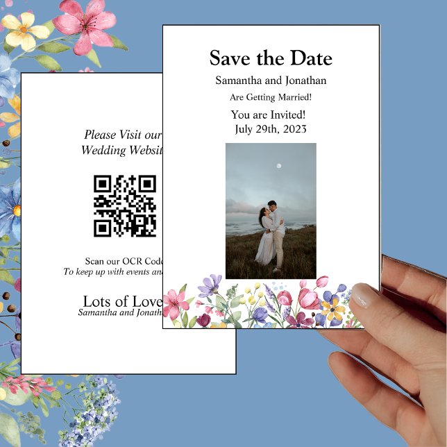 Bohemian Watercolor Garden Flowers save the date Invitation (Creator Uploaded)