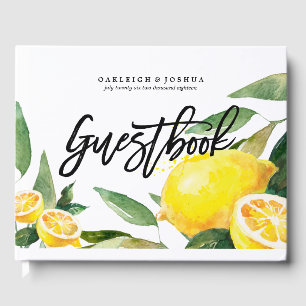 Bohemian Watercolor Lemon Wedding Guest Book
