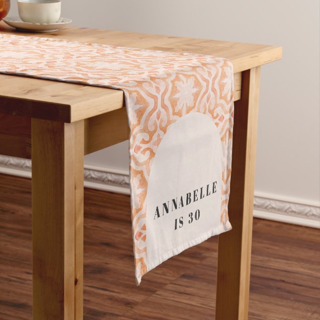 Bohemian watercolor pastel moroccan peachbirthday  medium table runner (In Situ)