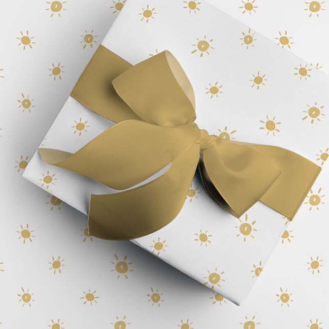 Bohemian Watercolor Suns in Yellow Wrapping Paper (Yellow watercolor dotted sunshines gift wrapping paper.)