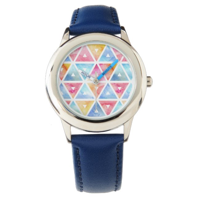 Bohemian Watercolor Triangles Watch (Front)