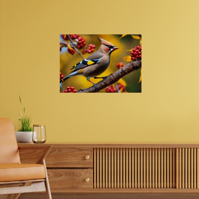 Bohemian Waxwing Poster (Living Room 2)