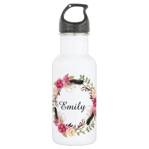Bohemian wedding  bridesmaid gift 532 ml water bottle