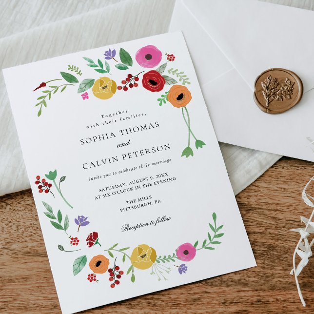 Bohemian Wedding Floral Invitation (Creator Uploaded)