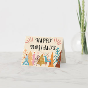 Bohemian Whimsical Animal Holiday Card