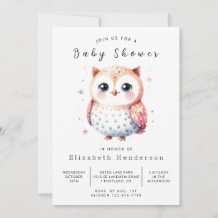 Bohemian Whimsical Owl Baby Shower Invitation